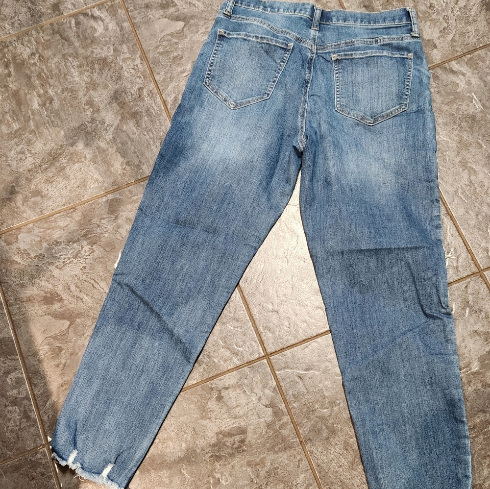 SO Women's Distressed High Rise  Mom Blue Jean. - Picture 6 of 10